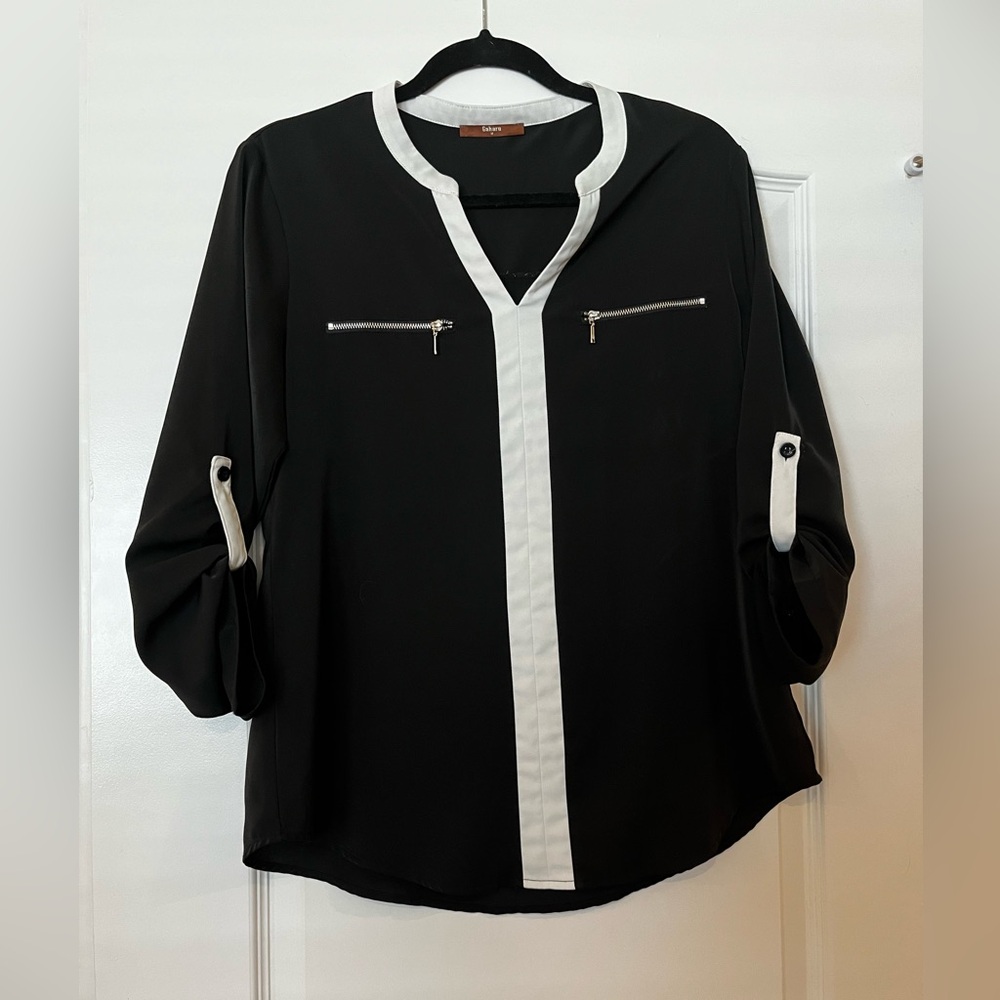 Black and white blouse